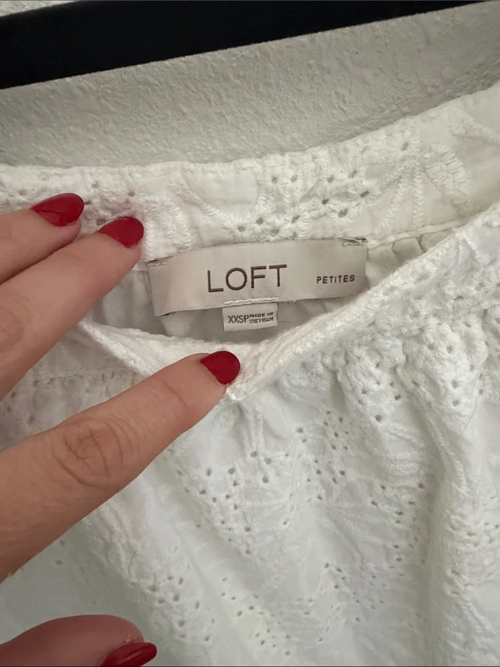 LOFT White Eyelet Square-Neck Puff Sleeve Blouse